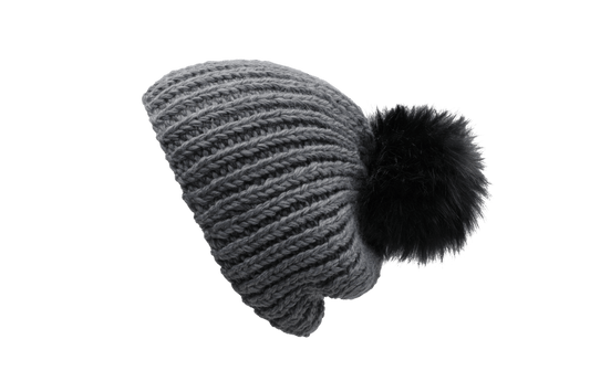 Toque with pom pom in Heather Grey