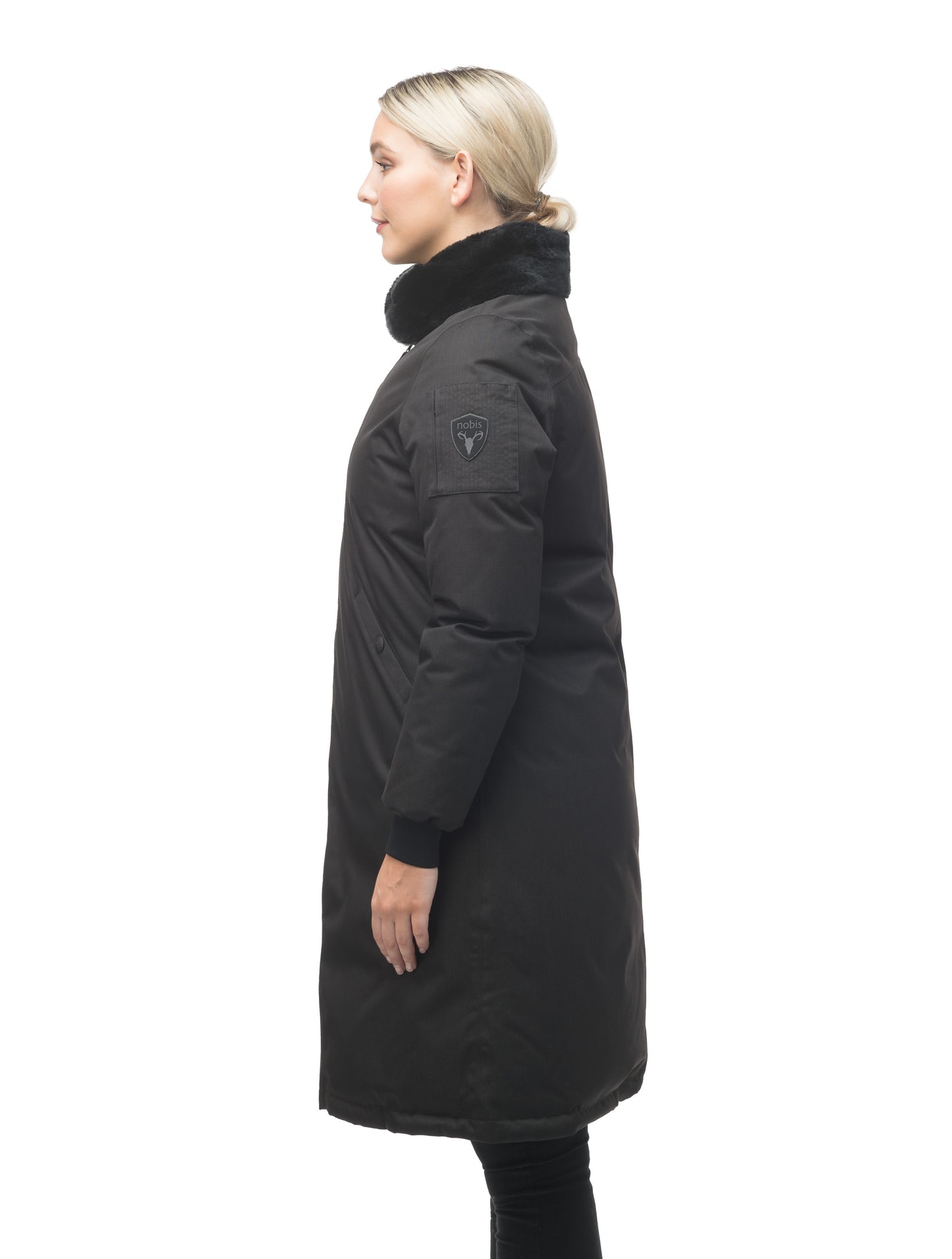 The classic bomber jacket in a longer length to keep out the winter cold in Black.