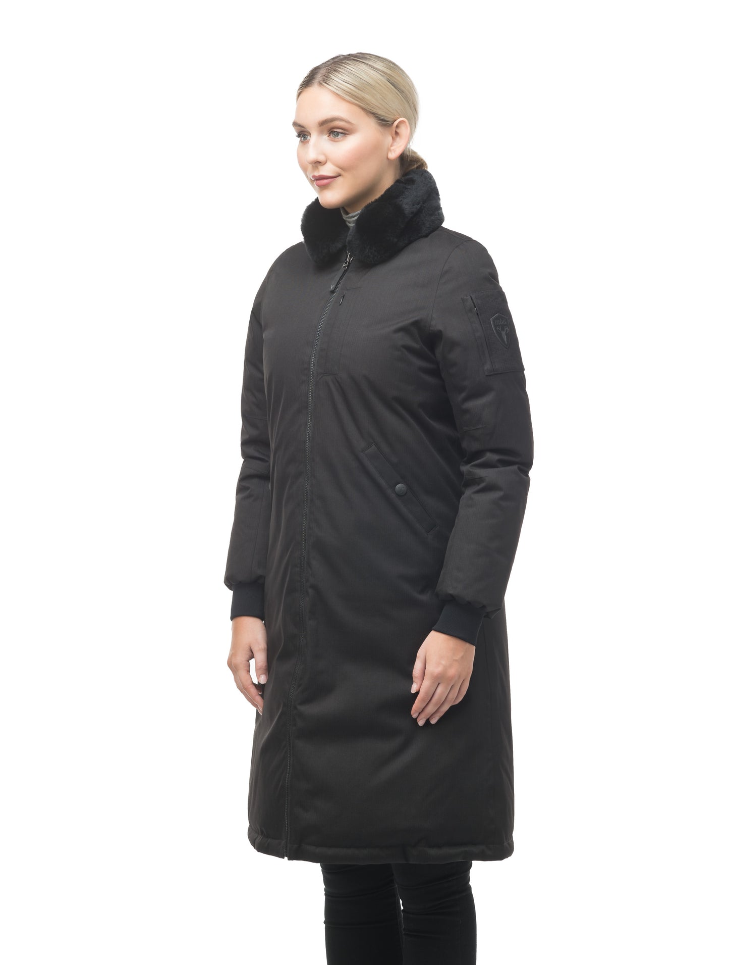 The classic bomber jacket in a longer length to keep out the winter cold in Black.