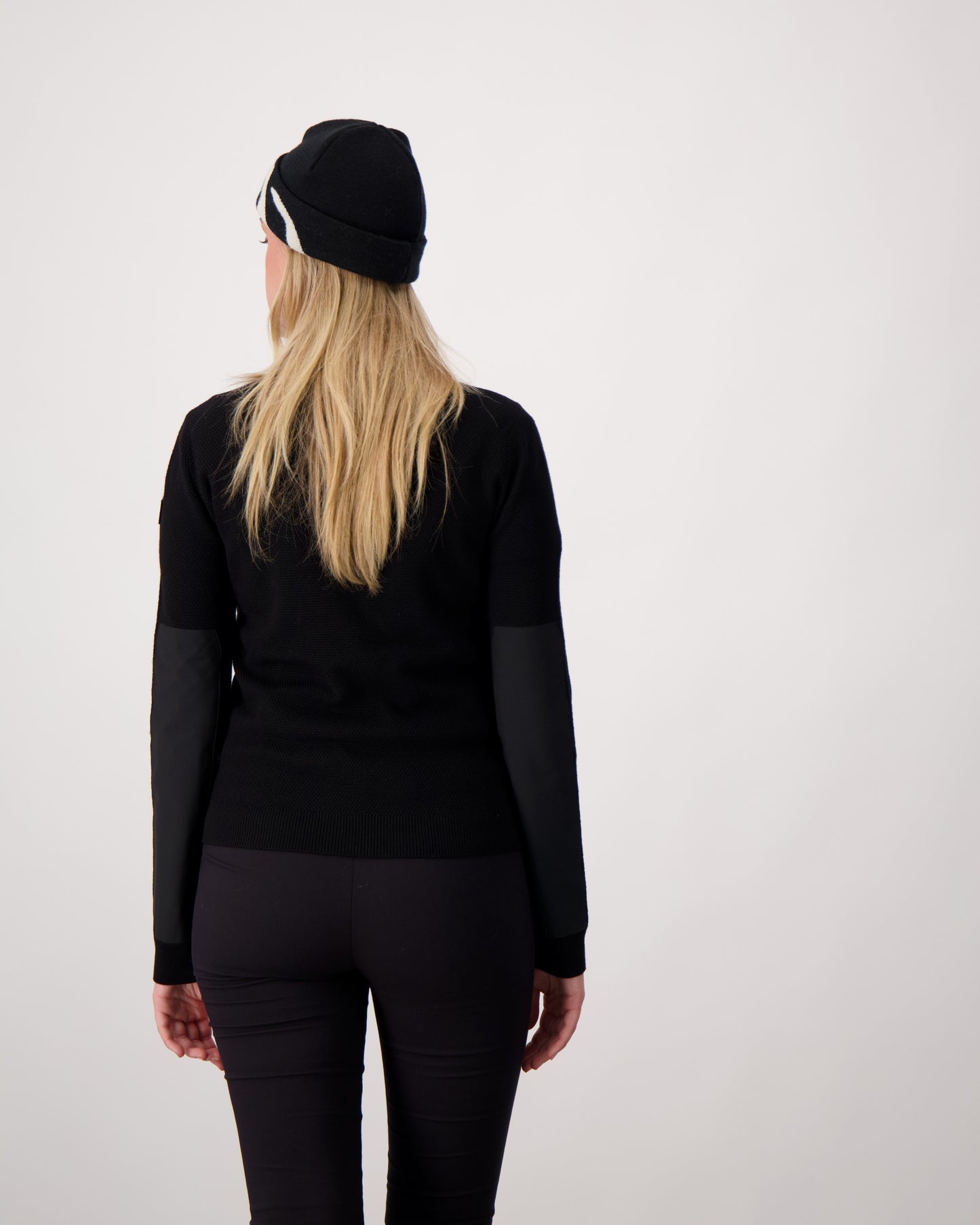 Antler Beanie in merino wool blend, antler knit motif on front, in Black