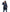 Women's down filled thigh length parka with four pleated patch pockets and an adjustable waist in Navy