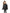 Kid's waist length down bomber jacket with fur trim hood in Black
