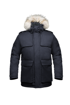 Men's parka with storm patch detail and two patch pockets in CH Navy