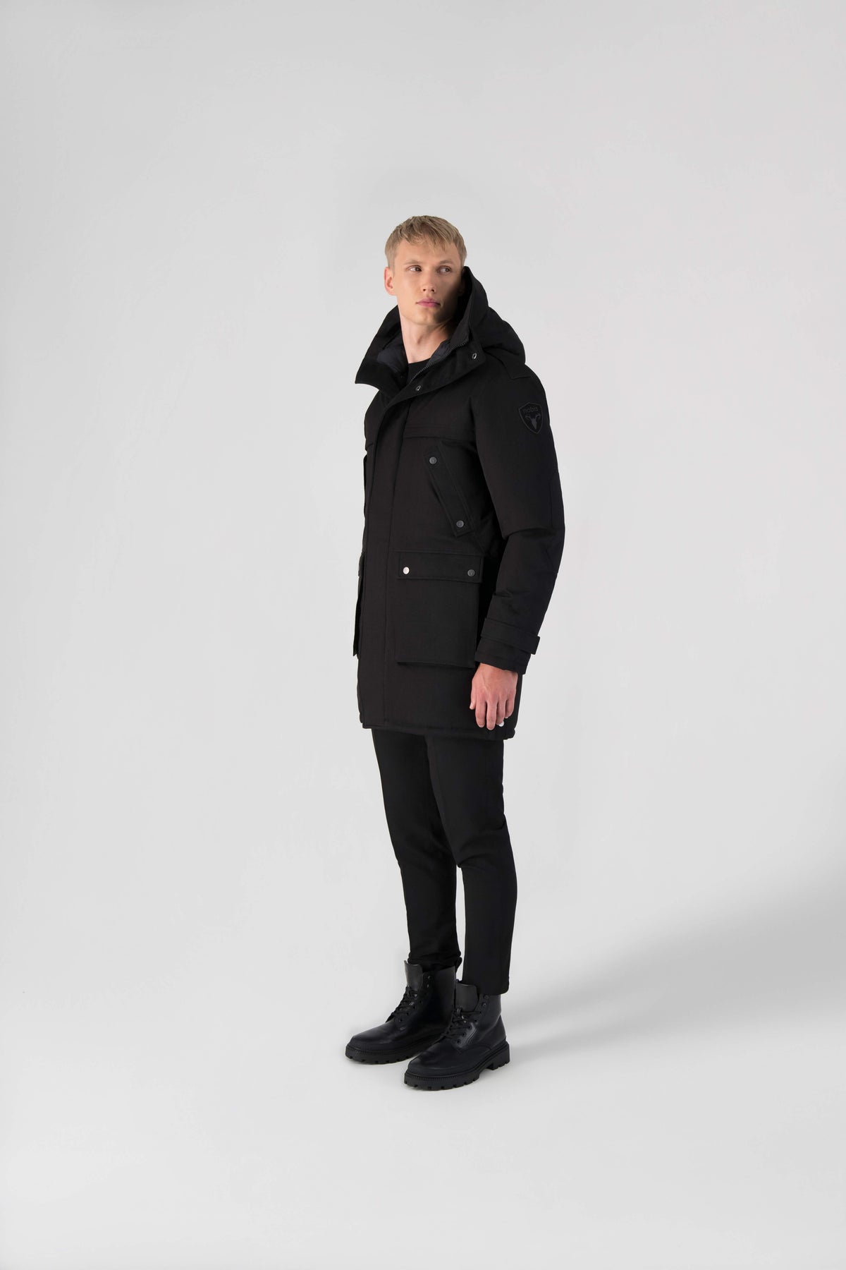 Men's Best Selling Parka the Yatesy is a down filled jacket with a zipper closure and magnetic placket in Black