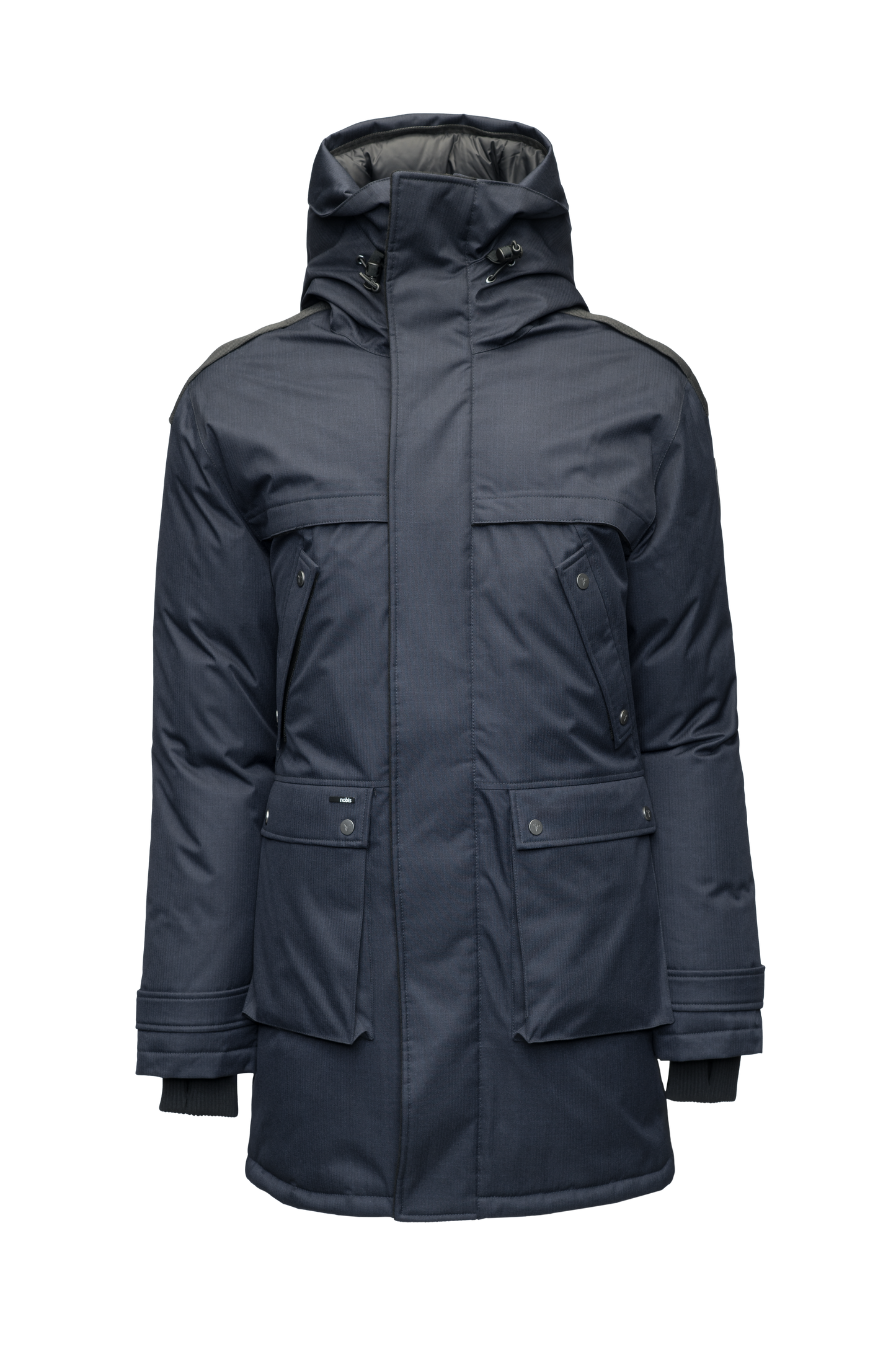 Men's Best Selling Parka the Yatesy is a down filled jacket with a zipper closure and magnetic placket in Navy