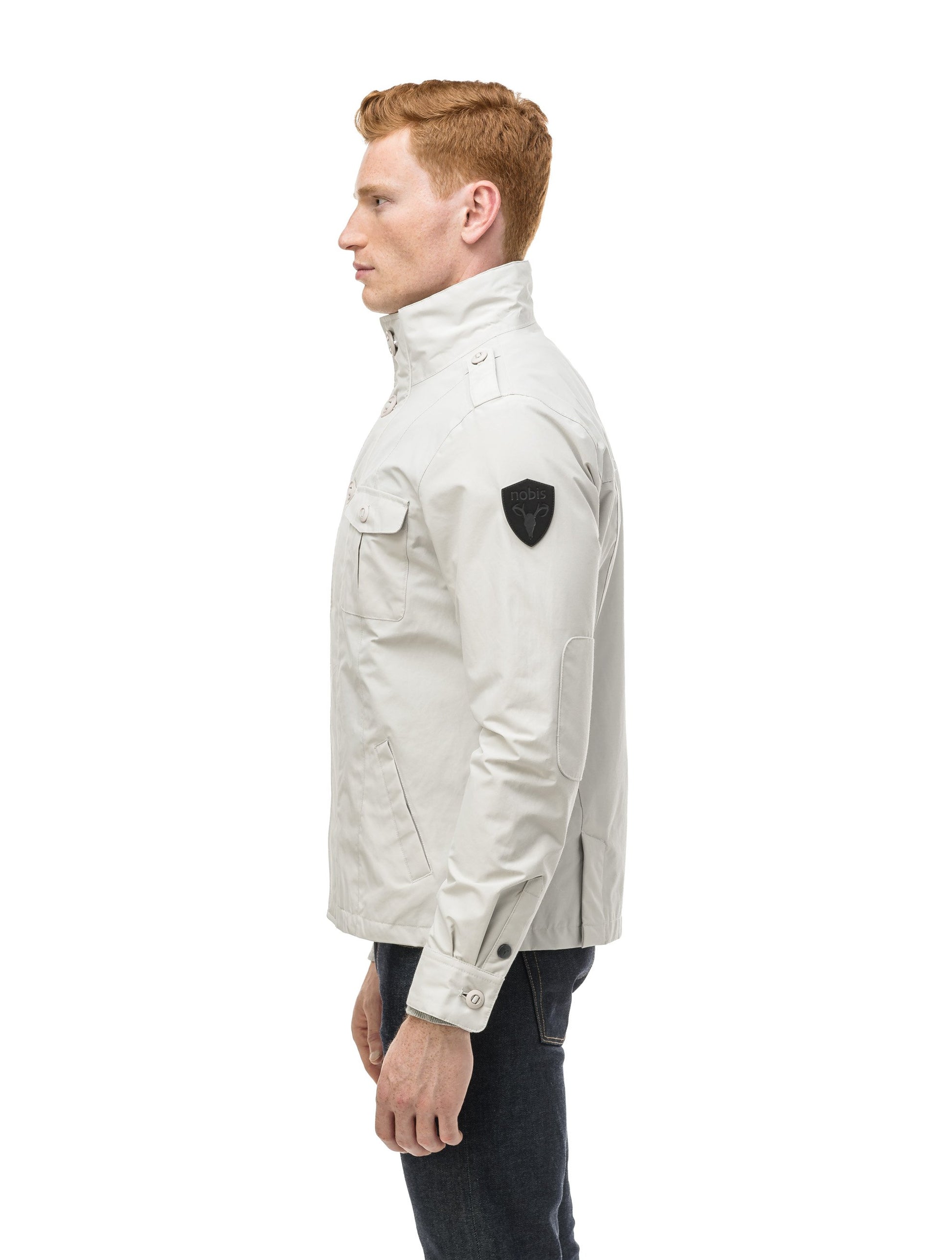 Men's waist length military style jacket in Light Grey
