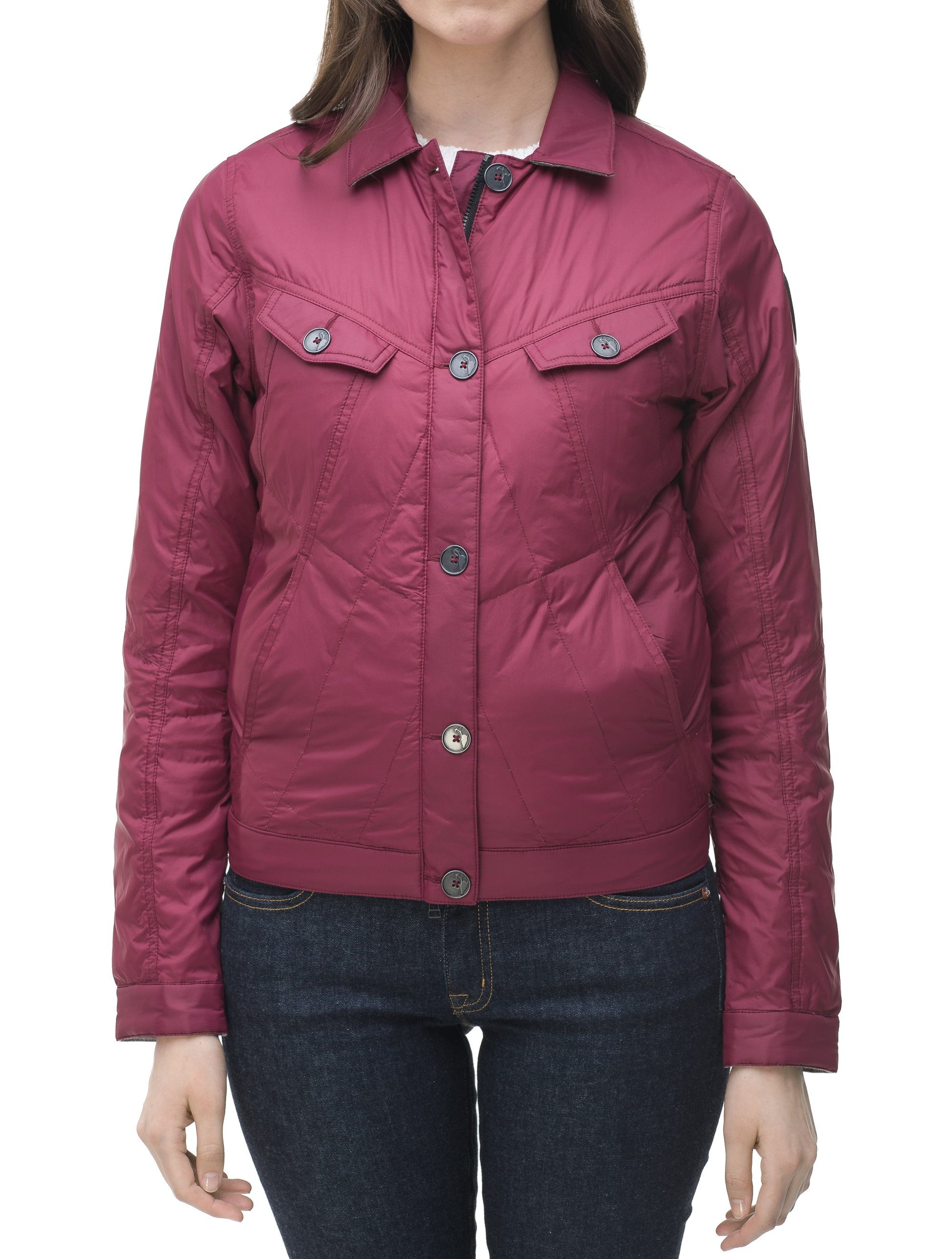 Lightweight cropped women's jacket in Berry