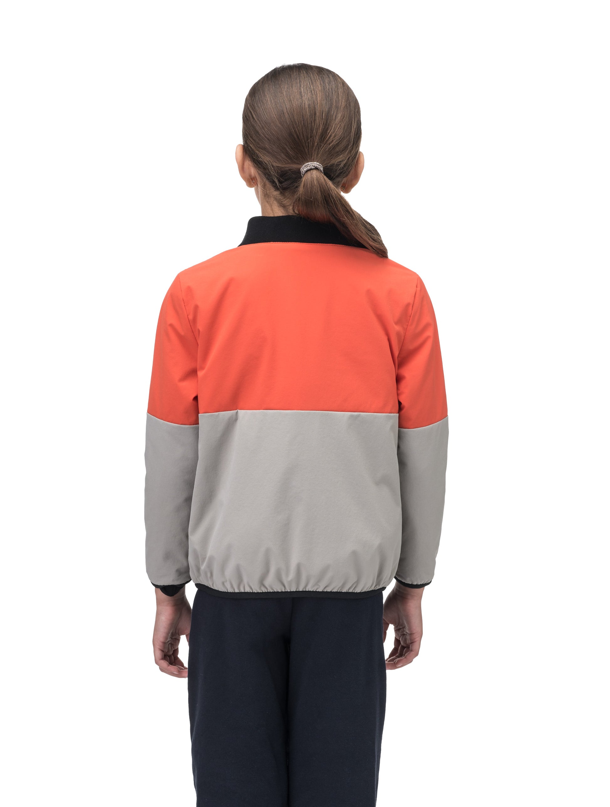 Little Ursa Kids Mid Layer Jacket in hip length, Primaloft Gold Insulation Active, ribbed collar, and two-way front zipper, in Terracotta