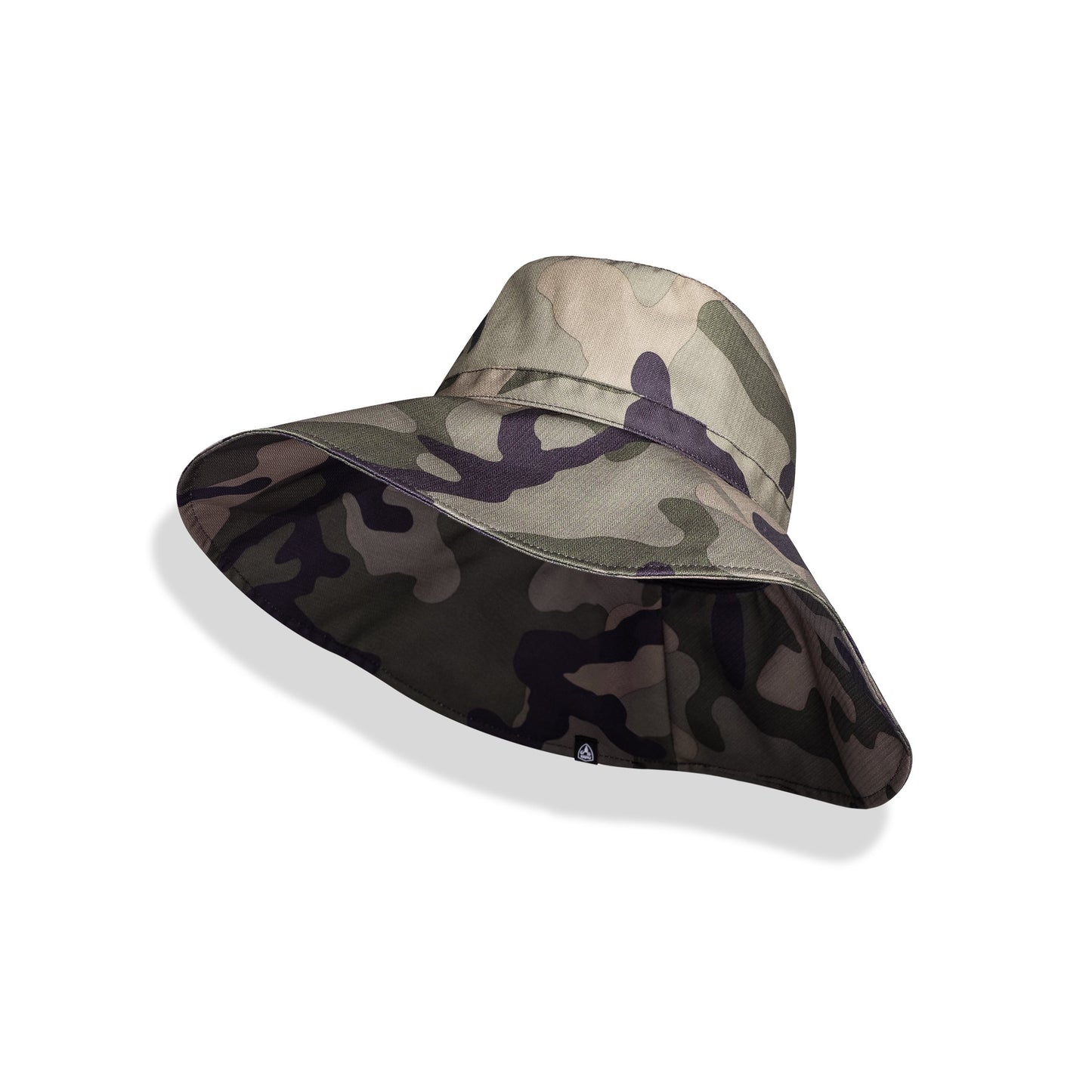Sunhat treated with a durable water repellent finish and a subtle herringbone in Camo texture on the surface in Camo