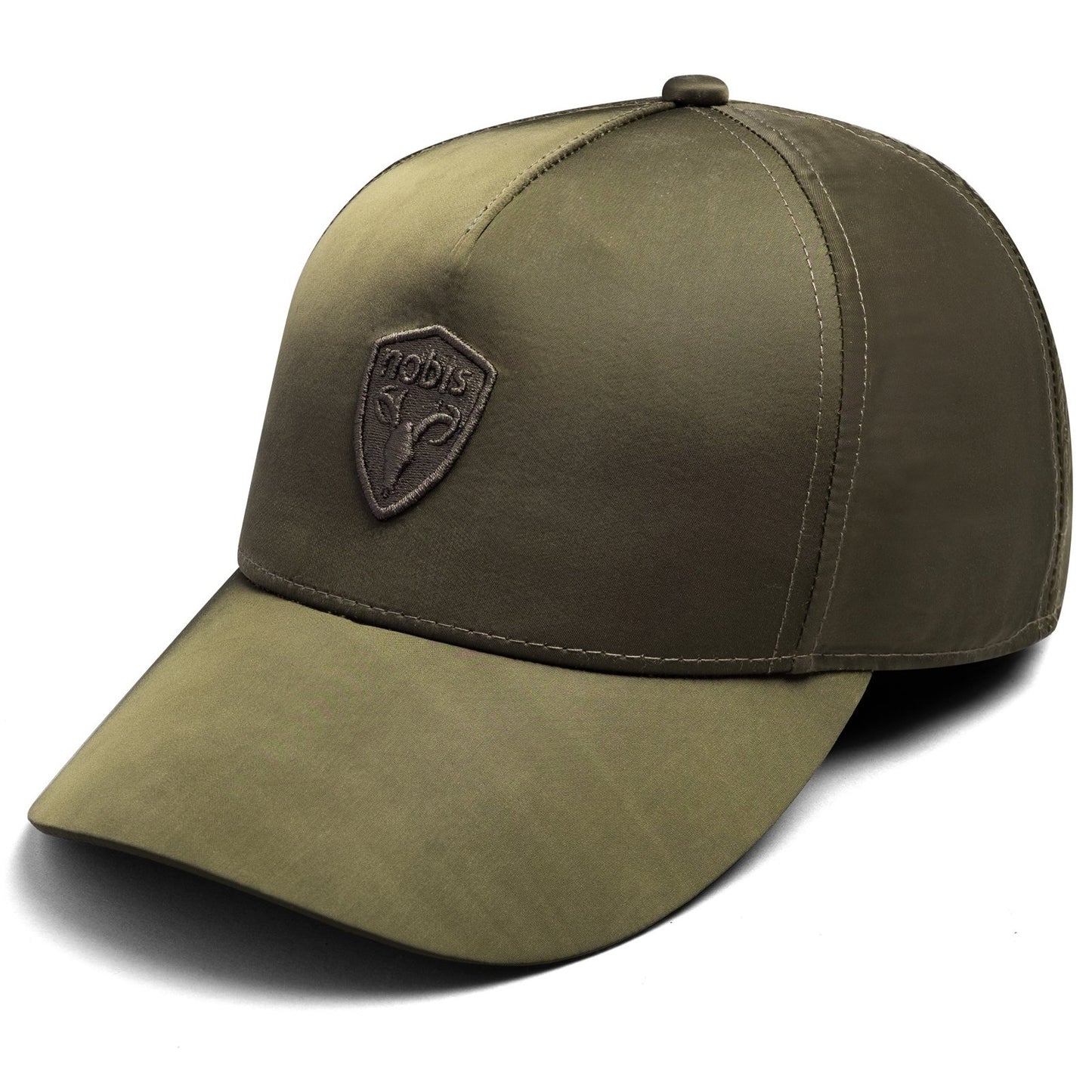 Satine Adjustable Cap in 5-panel construction, mid height crown, curved peak brim, and adjustable strap closure, in Fatigue