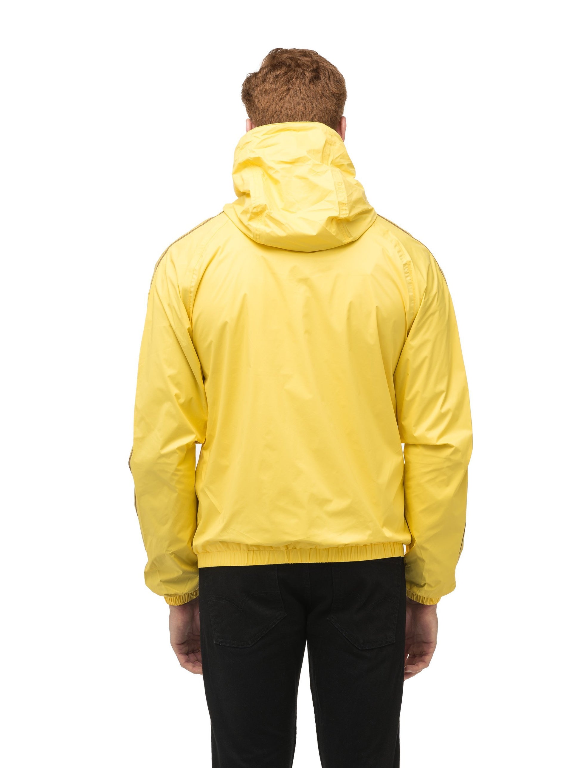 Men's waist length windbreaker with hood in Citron