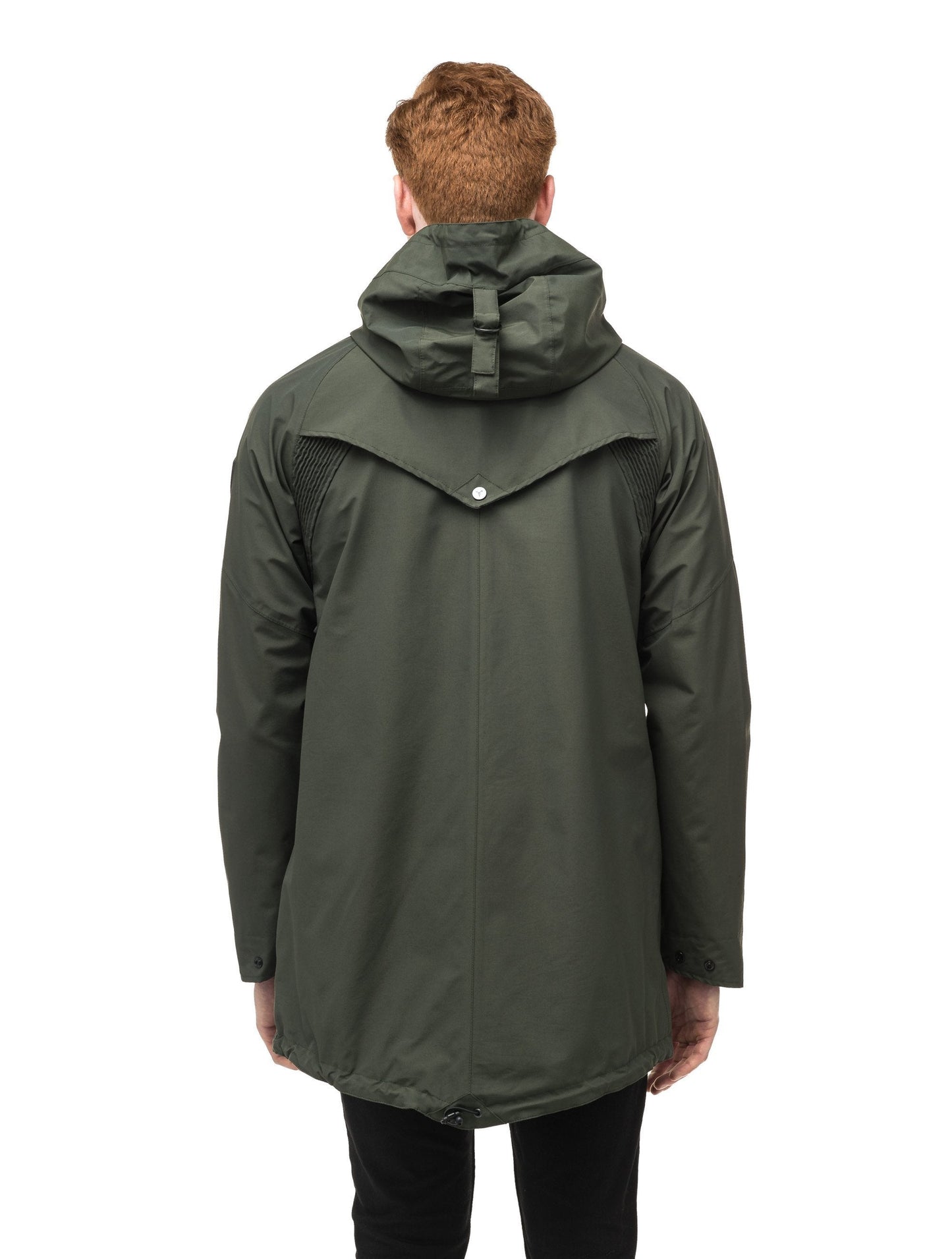 Men's hooded rain coat with hood in Dark Forest