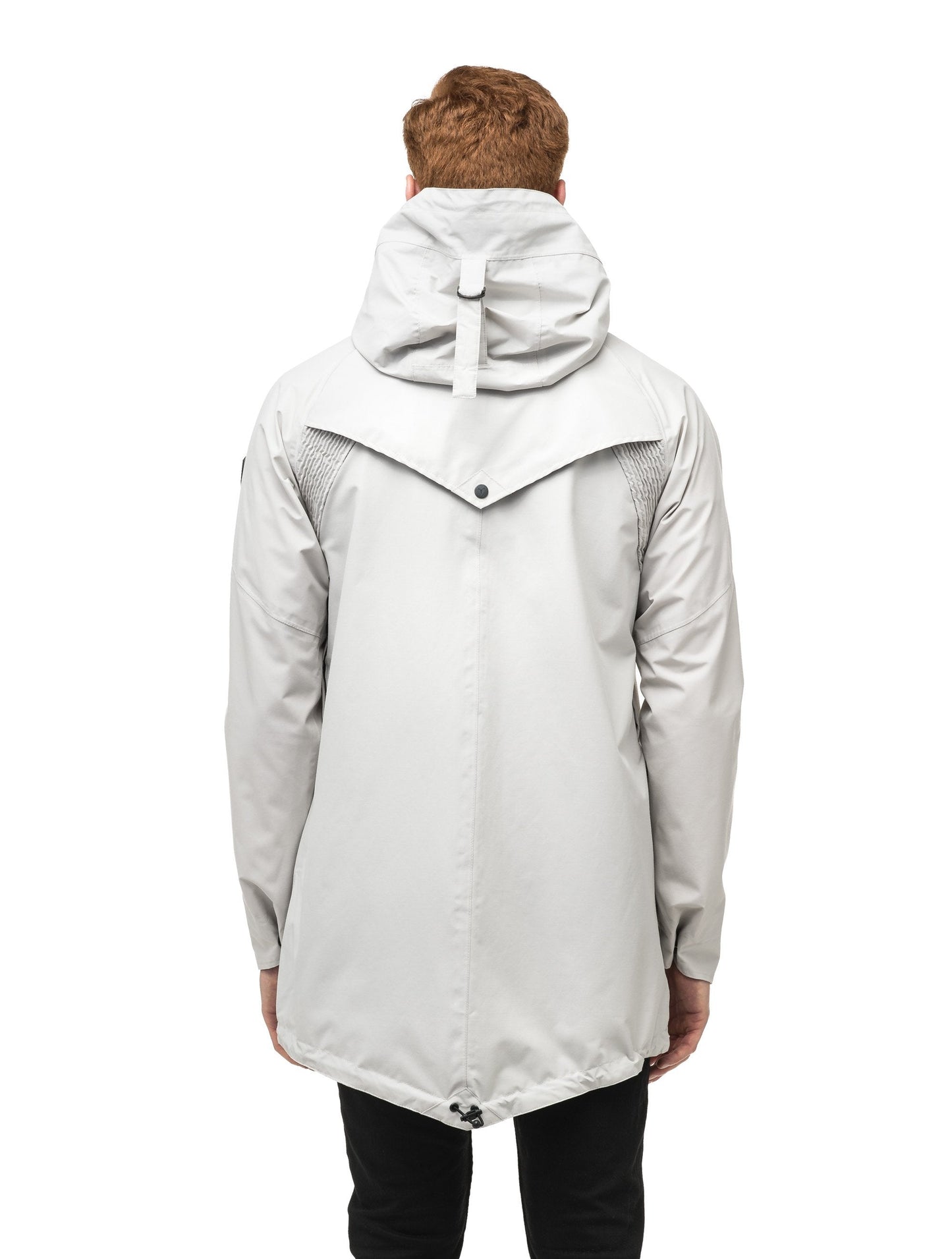 Men's hooded rain coat with hood in Light Grey