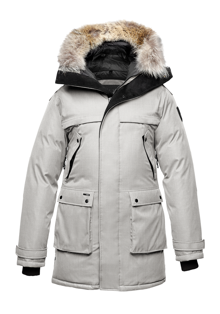 Men's Best Selling Parka the Yatesy is a down filled jacket with a zipper closure and magnetic placket in CH Light Grey